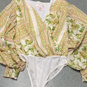 Flying Tomato Green and Orange Patterned Top